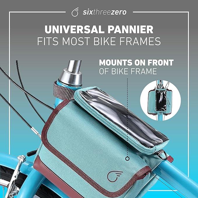 sixthreezero Frame Mount Bike Bag, Waterproof Universal Bicycle Pouch, Double Sided Cargo Storage Bags for Top Tube with Phone Holder
