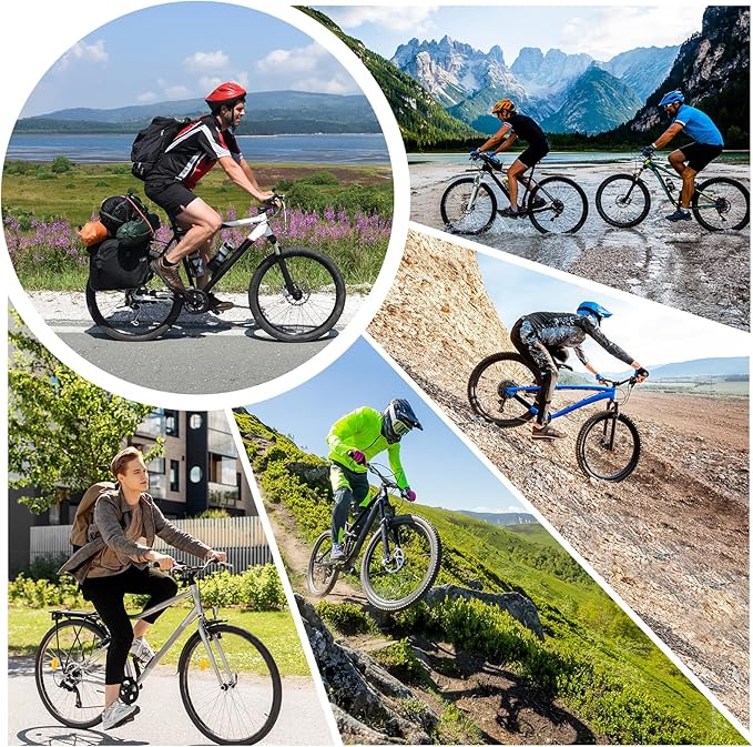BUCKLOS MTB Hydraulic Disc Brakes Set, Mountain Bike Left Front 800mm Right Rear 1450mm Brake Aluminum Alloy Levers with Calipers PM/is Adapter Fit E-Bike(Pred Bled/Pads Included)
