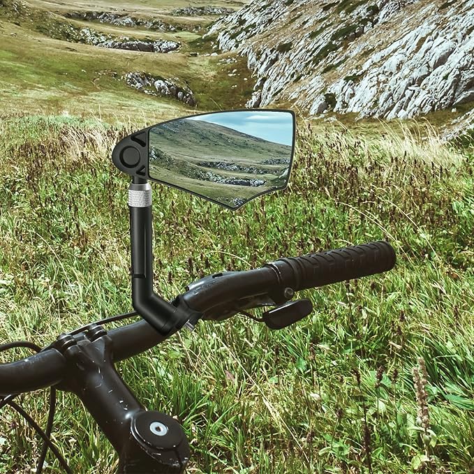 Anti-Glare Handlebar Bike Mirror, Retractable Mirror Rod & 360° HD Adjustable Lens Scratch Resistant, Folding Rear View Mirror Suitable for 20-23mm Handlebar - 1 PAIR