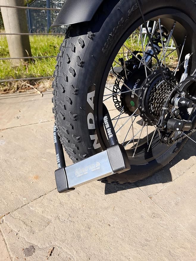 Heavy Duty Anti Theft Alarm U Lock for E-Bikes, Scooters, Motorcycles - 16mm Stainless Steel, 3 Keys, Weatherproof