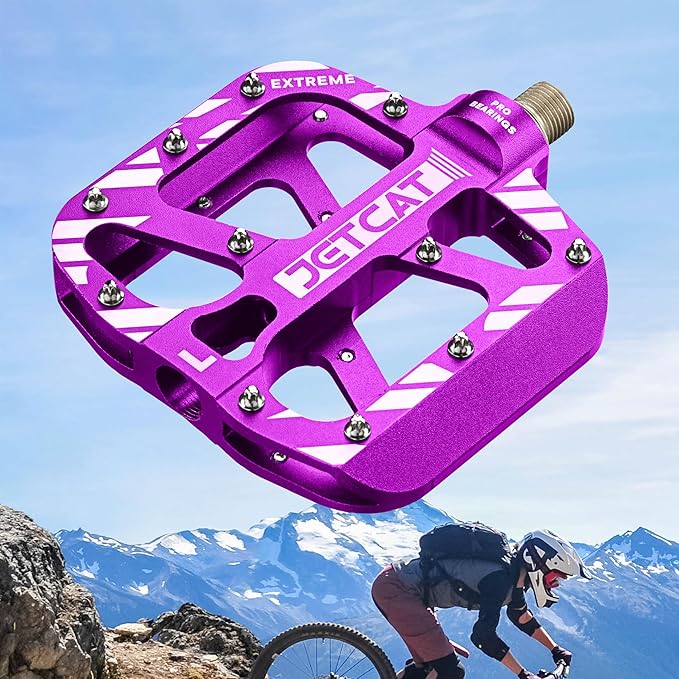 Mountain Bike Pedals Flat - MTB Pedals Flat, Bicycle Pedals, Road Bike Pedals, BMX Pedals, for BMX MTN Road Gravel EBike, Specialized Parts, Adults, Aluminum Metal Stamp 9/16"