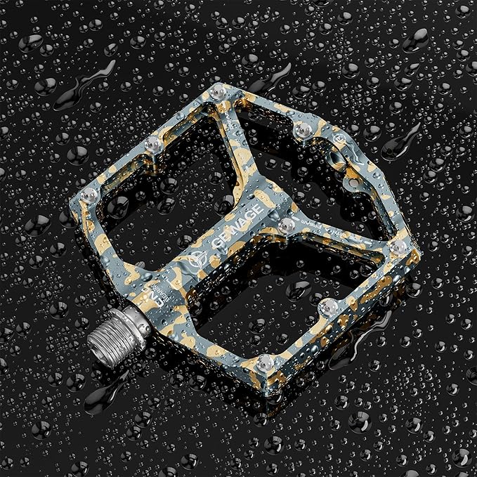Road/Mountain Bike Pedals - 3 Bearings Bicycle Pedals - 9/16” CNC Machined Flat Pedals with Removable Anti-Skid Nails