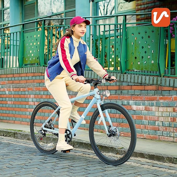 VIRIBUS Hybrid Bikes, 28 inch Mens Hybrid Bicycle 7 Speed with Lightweight Aluminum Frame & Disc Brakes, 700C Retro Vintage Adult Bike for Tall Men & City Commuters, 85% Pre-Assembled