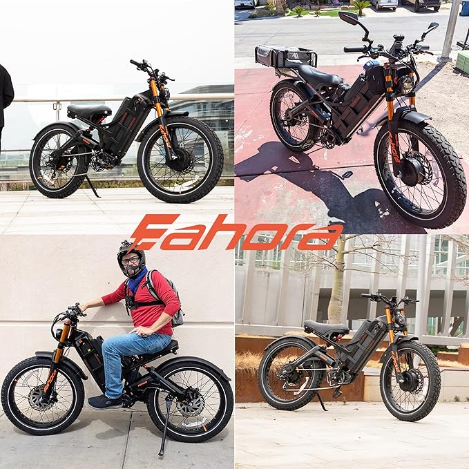 eAhora 2026 Romeo Pro3/2 50/46Mph Ebike 5600/4000W Dual Motor 200+Miles Electric Bike for Adults, 52V/70Ah 60V/80Ah Long Range 26 * 4.0" Fat Tire Full Suspension Electric Mountain Bike