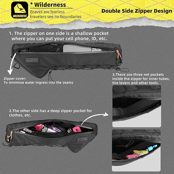 Rhinowalk Bicycle Front Frame Bag Bike Under Top Tube Triangle Waterproof Bag 2.4L Cycling Accessories Nylon Pack Pouch for MTB Road Bike Cycling Commuting and Outdoor Adventures