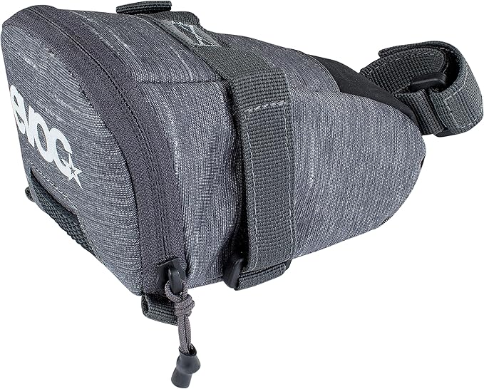 EVOC SEAT BAG TOUR saddle bag, Bicycle frame bag for more storage space on the seat post (size: M, 0.7 L storage space, abrasion-resistant, water-repellent, Hypalon reinforcement), Carbon Grey