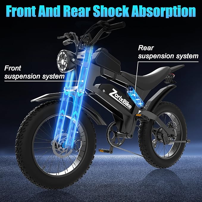 Electric Bike for Adults,48V 20AH - Peak Power 1500/3000W Brushless Motor Electric Bicycle - Max Speed 31-35MPH - Max 80 Miles Range - 20" x 4.0" Fat Tire Dirt E-Bike,7-Speed - UL 2849