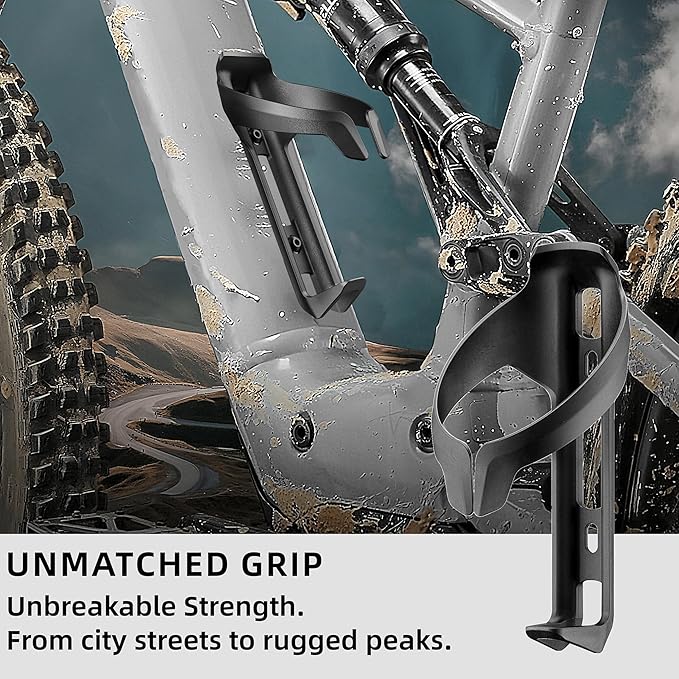 Mixed Bike Water Bottle Cage Holder, Carbon Fiber Reinforced, Lightweight Universal Road Bikes Cage Holder for MTB & Gravel Bicycles, Includes Mounting Screws & Tool, Easy Install, Black