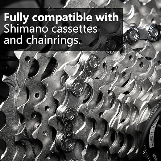Thinvik Bike Chain 12 Speed, 1/2''× 11/128'', 110 Links - Road & Gravel and MTB Chain for Shimano and SRAM(Not for SRAM AXS) - Basic Silvery Gray - Quick Link Included