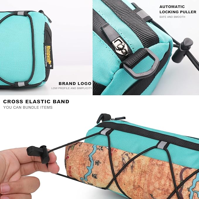 Rhinowalk Bike Handlebar Bag, Bicycle Front Bag Frame Storage Roll Bag Mountain Road Bikes Commuter Shoulder Bag Professional Cycling Accessories