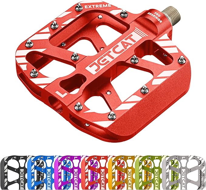 Mountain Bike Pedals Flat - MTB Pedals Flat, Bicycle Pedals, Road Bike Pedals, BMX Pedals, for BMX MTN Road Gravel EBike, Specialized Parts, Adults, Aluminum Metal Stamp 9/16"