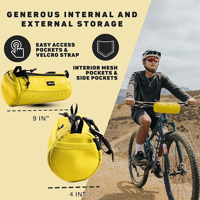 Lumiere & Co. Bike Handlebar Bag – Minimalist Design – 3 Size options, Multiple Colors – Clip Straps, Hook & Loop, Shoulder Strap