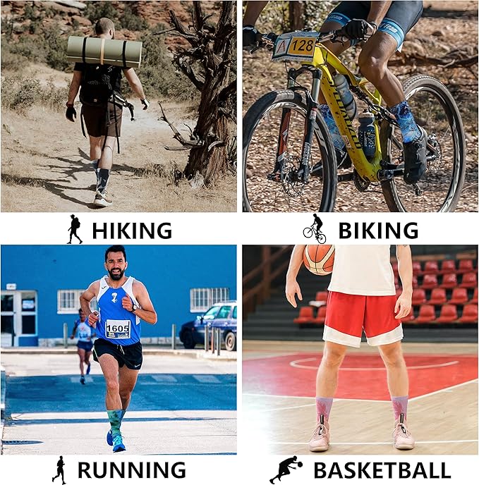 HUSO Unisex Funky Digital Printed Athletic Crew Hiking Cycling Socks 4 Pairs
