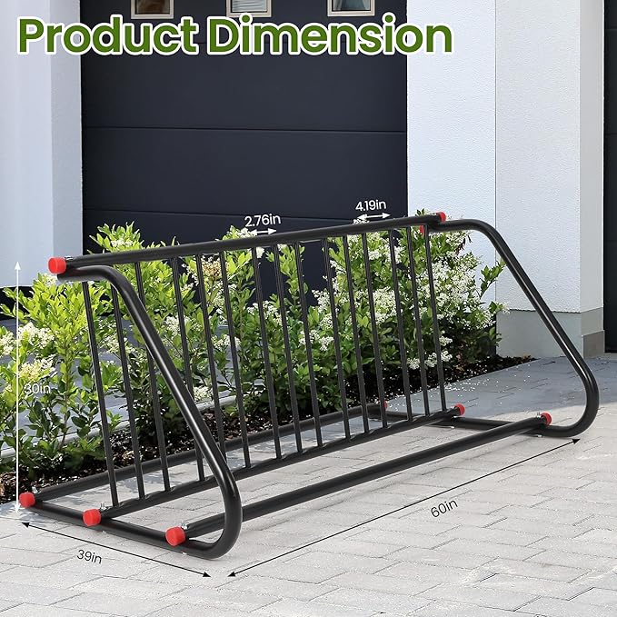 Commercial Grid Bike Rack, Double Sided Bike Rack Stand Ground, 10-Bike Capacity Bicycle Storage Stand, Power Coated Steel Floor Parking Stand for Garages, Stores, Schools and Universities