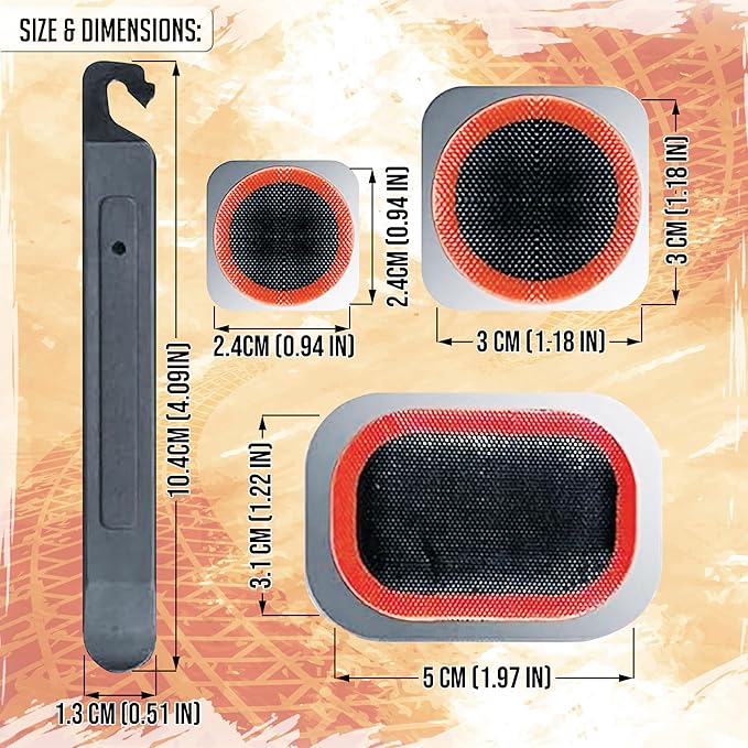 Mobi Lock 24Pcs Bike Patch Kit - Bicycle Tire Inner Tube Repair Kit with Vulcanizing Fluid/Rubber Cement, Patches, Metal Rasp, Levers - for All Types of Bikes, BMX, E-Scooters