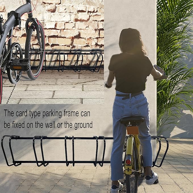 XINYI Bike Rack Floor, Bike Stand Garage, Indoor/Outdoor Bike Rack Garage,22-28" Wheel Stand, Max. Tire Width 2.1", Front/back Bike Stand For Mountain, Road and Kids Bikes for 6 Bikes