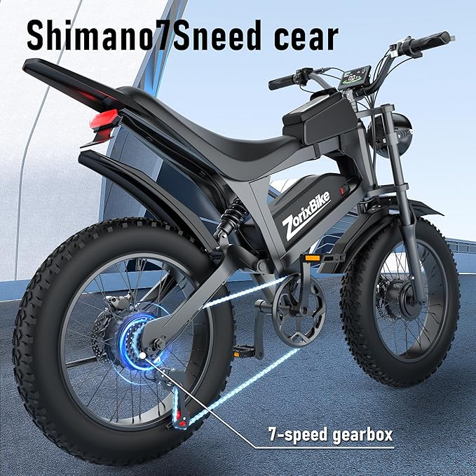 Electric Bike for Adults,48V 20AH - Peak Power 1500/3000W Brushless Motor Electric Bicycle - Max Speed 31-35MPH - Max 80 Miles Range - 20" x 4.0" Fat Tire Dirt E-Bike,7-Speed