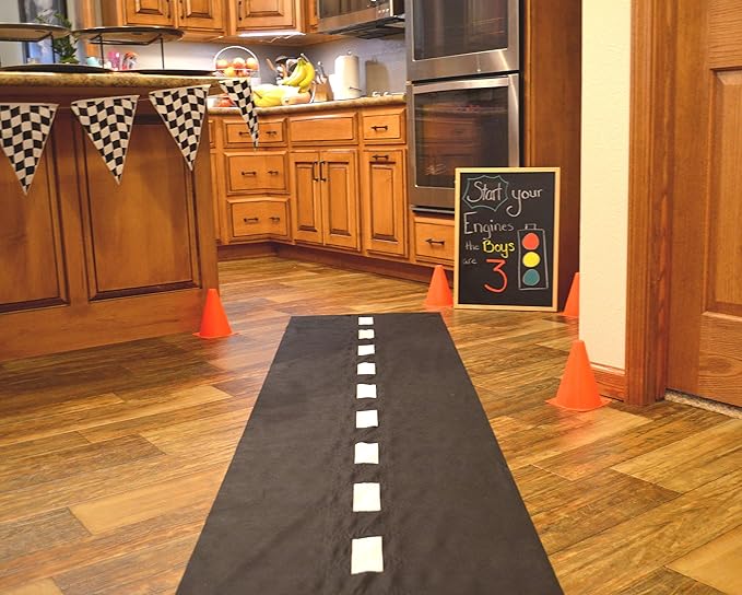 Super Z Outlet 10ft Long Racetrack Floor Running Racer Party Decoration Mat Drag Race Car Road Go Kart Theme Birthday Games (2ft Wide)