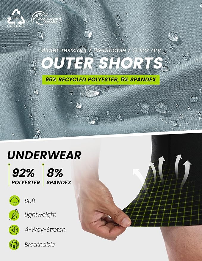 Nepest Men’s 4D Padded Mountain Bike Shorts MTB Cycling Biking Bicycle Riding Shorts with Zipper Pockets