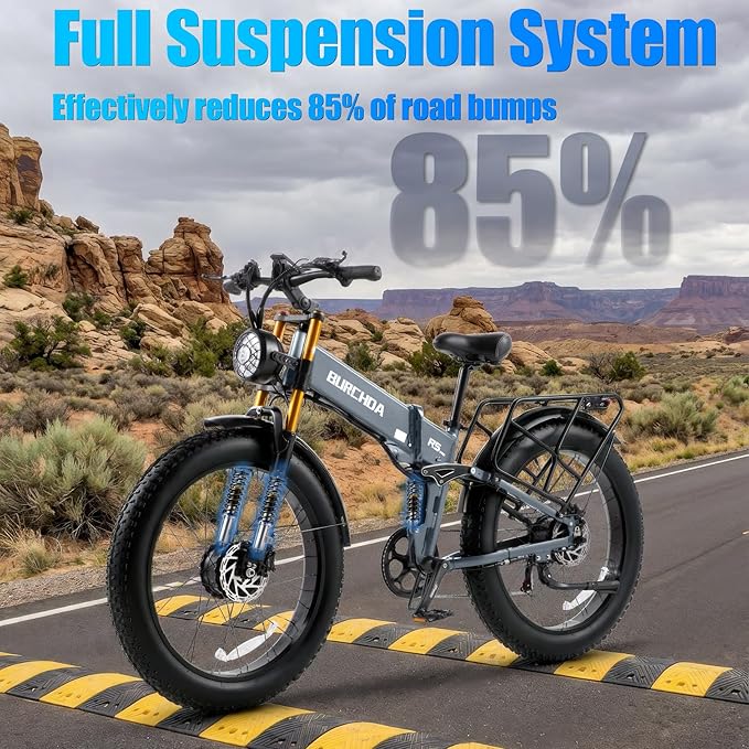 2026 Upgraded Dual Motors AWD Electric Bike for Adults 5000w/3000W/1500W Motor Dirt Ebike 40MPH/30MPH 52V/48V 30Ah/20Ah Battery Up to 90 Miles Long Range 26" Fat Tire Bicycle for Commute Mountains