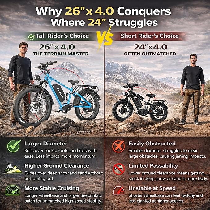 Apex 50 Electric Bike Dual Motor for Adults (CA Immediate-De'livery) 52V 25AH/48V 25AH, 26" Fat Tires Full Suspension 35MPH/100Mile, Hydraulic Brake