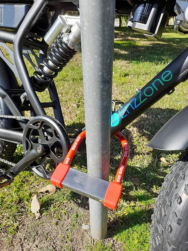 Bike Lock Heavy Duty Anti Theft Alarm Bike U Lock, High Pitched Audible Alarm, Bicycle, Fits Fat Tire E-Bikes 20"x4" Wheels Scooters Motorcycles,16mm Stainless Steel Weather Proof 3 Keys (Red)