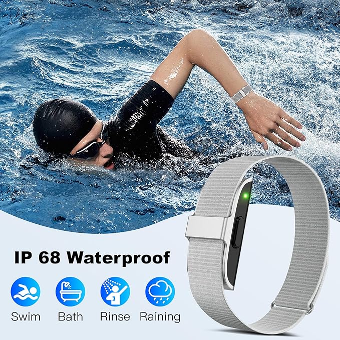 Fitness Tracker with Blood Pressure & Blood Oxygen Monitor, 24/7 Heart Rate Sleep Tracking, IP68 Waterproof Smart Watch, Step Calorie Counter, Activity Tracker for Men Women - No Subscription (Silver)