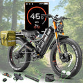 eAhora Romeo Pro 3/2 [2026] 46-50 Mph Electric Bike for Adults, Peak 5600W Dual Motor Ebike, 60V/52V 80Ah/70Ah 250 Miles Long Range E Bike, 26”*4.0 Fat Tire Air Full Suspension Off-Road E-Bike