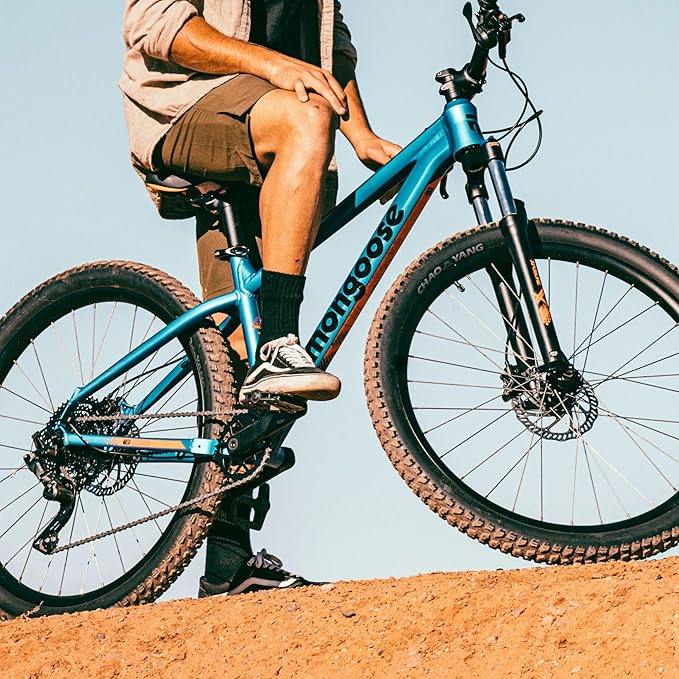Mongoose Switchback Mountain Bike for Men and Women, 8 to 10-Speed Drivetrain with Trigger Shifters, 27.5 to 29-Inch Wheels, 15.5 to 17.5-Inch Frame