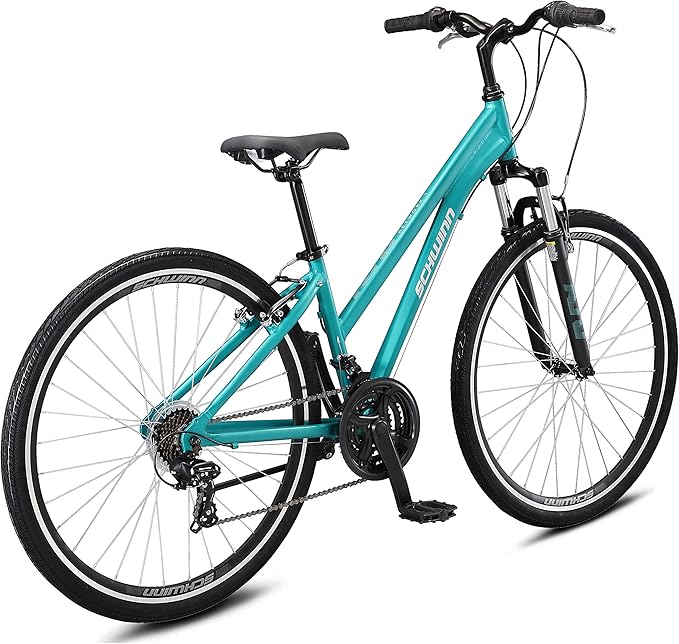 Schwinn Network 3.5 Hybrid Bike, 700c Mens and Womens Bike, 21-Speed Hybrid Bicycle, Aluminum Frame, Suspension Seat, Alloy Linear Pull Brakes, Adult Bicycle