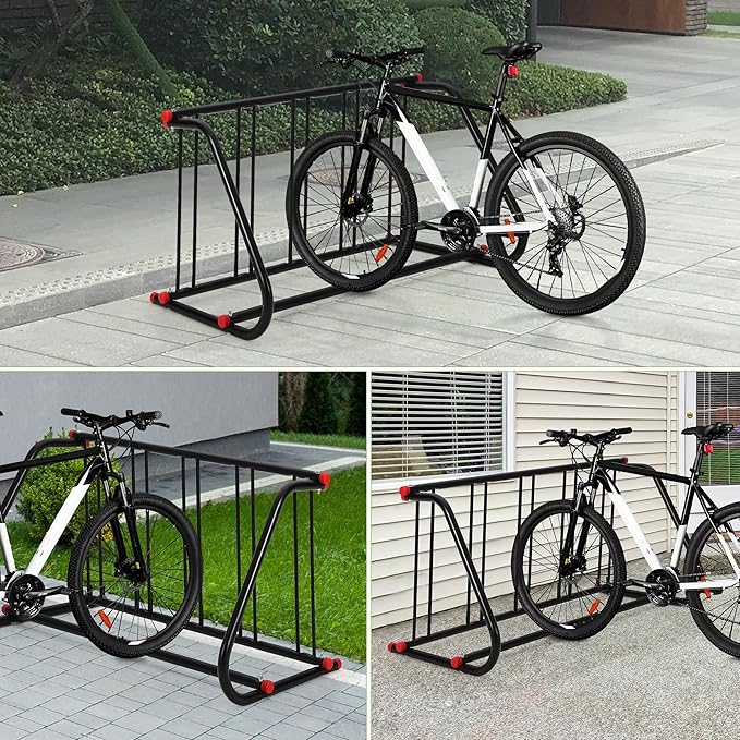 Commercial Grid Bike Rack, Single Sided Bike Rack Stand Ground, 5-Bike Capacity Bicycle Storage Stand, Power Coated Steel Floor Parking Stand for Garages, Stores, Schools and Universities