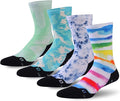 HUSO Unisex Funky Digital Printed Athletic Crew Hiking Cycling Socks 4 Pairs