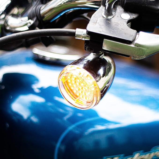 Eagle Lights Midnight Edition 2 Inch LED Turn Signals with White Running Lights Compatible with Harley Davidson® Motorcycles (Front (1157) and Rear Amber (1156) LED Turn Signal Kit, Add Clear Lenses)