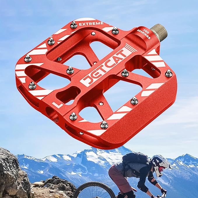 Mountain Bike Pedals Flat - MTB Pedals Flat, Bicycle Pedals, Road Bike Pedals, BMX Pedals, for BMX MTN Road Gravel EBike, Specialized Parts, Adults, Aluminum Metal Stamp 9/16"
