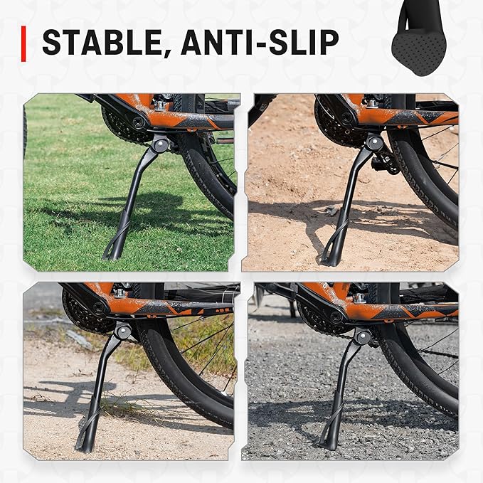 HENMI Center Mount Bike Kickstand for Adult Bikes, Adjustable Bicycle Kickstand for Most 24"-29", Non-Slip Sole, Aluminum Alloy Material, for Mountain Bike Road Bike