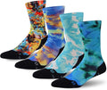 HUSO Hiking Socks Men Women Fashion Novelty Digital Printing Sports Crew Socks 3, 4 Pairs