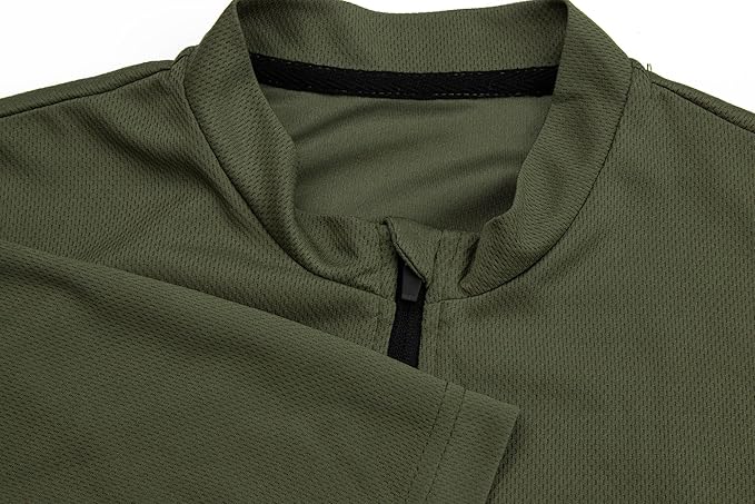 Men's Cycling Jersey Short Sleeves Bike Jersey 1/3 Zipper Solid Color Club Fit, Biking Cycling Shirt Zipper Pocket