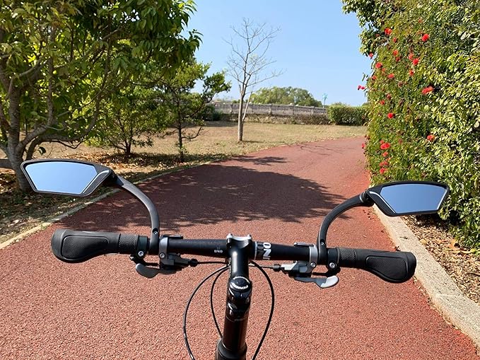 MEACHOW New Scratch Resistant Glass Lens,Handlebar Bike Mirror, Rotatable Safe Rearview Mirror, Bicycle Mirror,ME-002