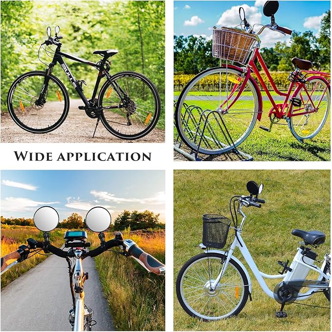 2 Pieces Bike Mirror Cycling Rear Mirror Adjustable 360 Degree Rotatable Handlebar Rearview Bicycle Mirrors Shockproof Wide Angle Acrylic Convex Safety Mirror for Most Mountain Road Bike