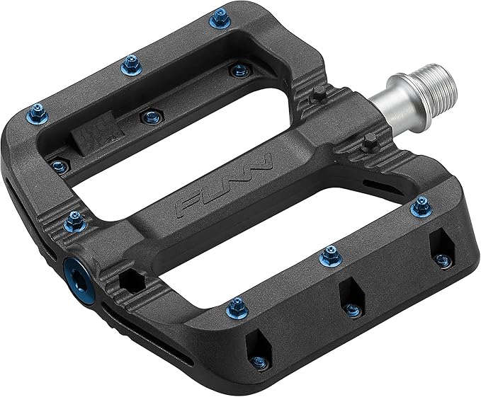 Funn Black Magic Plastic Flat Mountain Bike Pedal Set - Lightweight Wide Platform Bicycle Pedals for Stability, 9/16-inch CrMo Axle Bike Pedals for MTB/BMX/Urban/Gravel Riding
