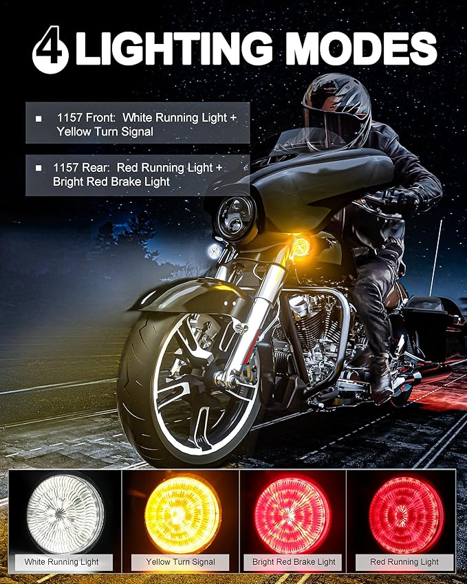 LX-LIGHT New Upgrade 2 Inch 1157 LED Turn Signals Front Rear Kit Compatible with Touring Dyna Softail Sportster Street Glide Road Glide Iron 883 Motorcycles (4PCS)