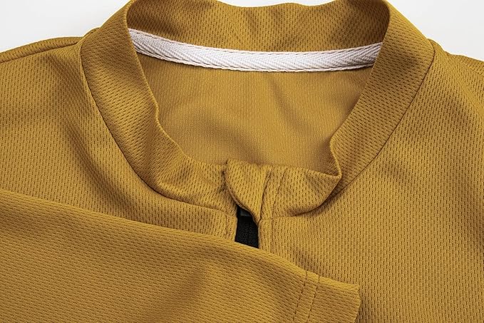 Men's Cycling Jersey Short Sleeves Bike Jersey 1/3 Zipper Solid Color Club Fit, Biking Cycling Shirt Zipper Pocket