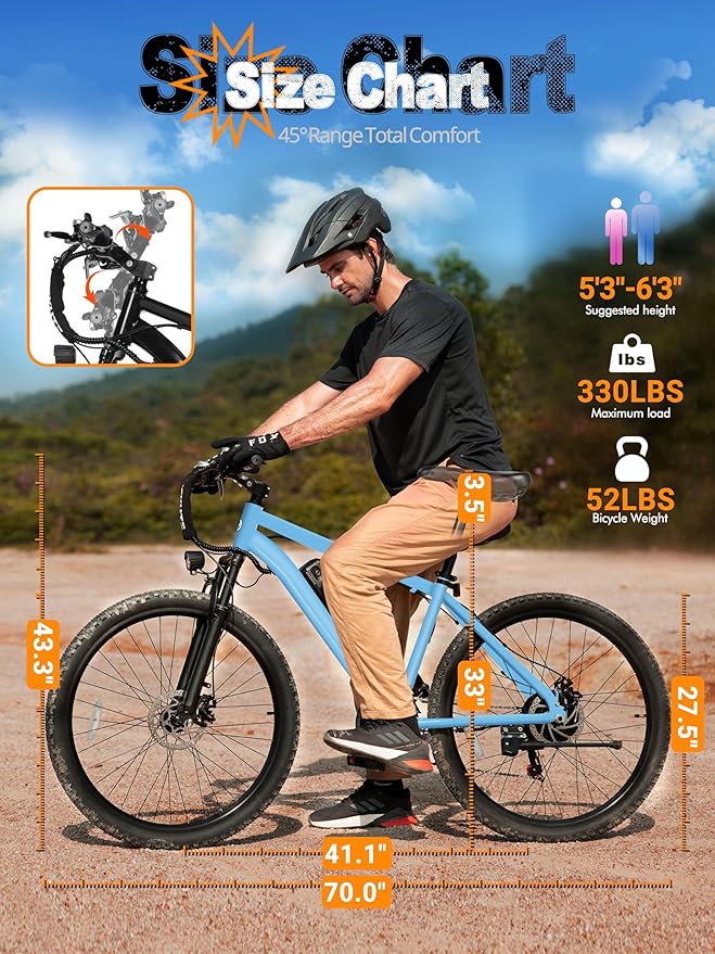 M200 Electric Bike for Adults – 21-Speed Gear 27.5" Mountain E-Bike, 1200W Peak Brushless Motor 28MPH, 48V 10.4Ah&13Ah Removable Battery, Up to 55-65 Miles Range, Step Over Commuter E-MTB, NFC Unlock