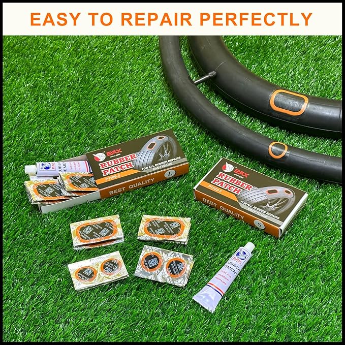 PAX 24 Pcs 34 x 52mm Inner Tube Tire Repair Patches with 20cc Cement, Puncture Tire Repair Kit for Car, Motorcycle, Scooter, Bicycle, BMX, ATVs, River Floating, Inflatable Rubber