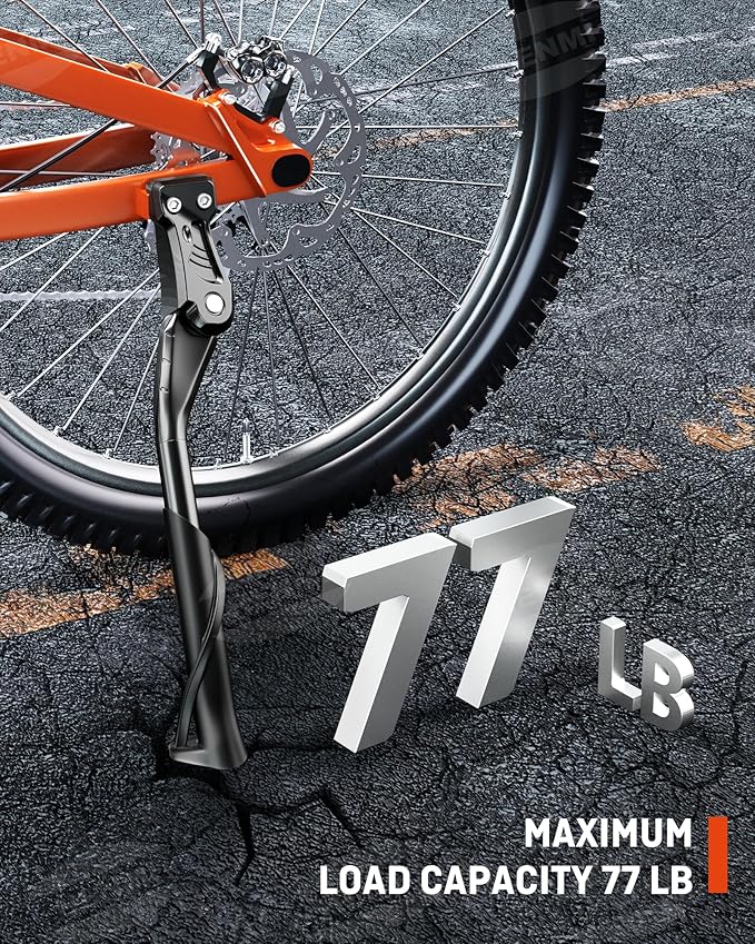 HENMI Bike Kickstand for 24-29 Inch Bicycle, 0.7 inch (18mm) 2 Holes, Non-Slip Base Adult Bicycle Kickstand for Mountain Bike,