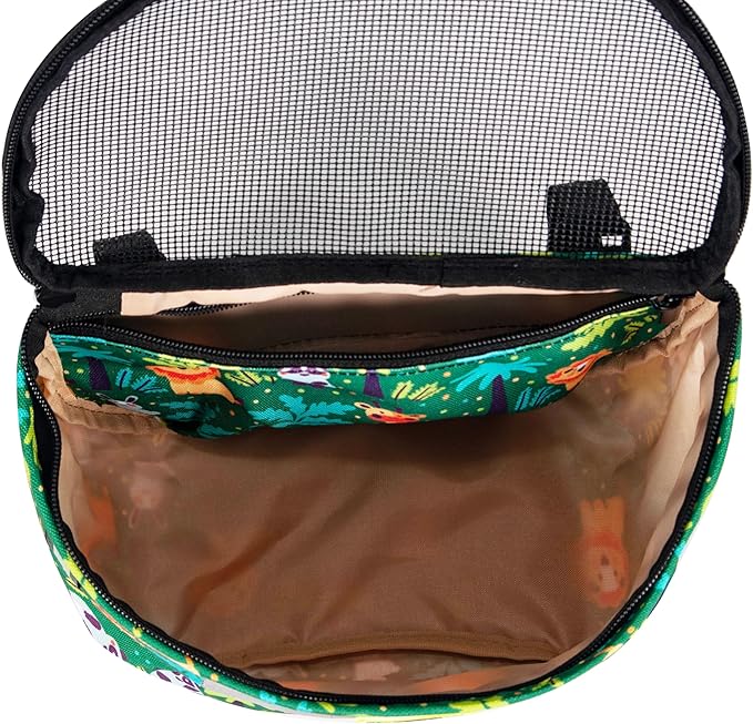 Kids Bike Basket,Durable Front Frame Bicycle & Scooter Basket Bag,Waterproof Fabric Bicycle Handlebar Bag for Boys, Girls, Toddlers with Zipper Mesh Lip (Green Animal)
