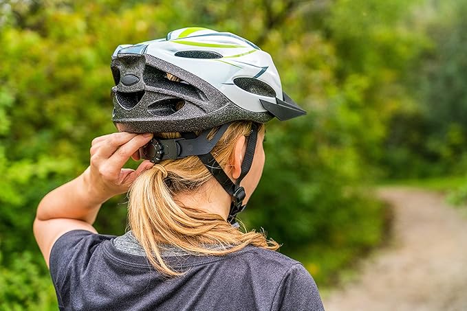 Schwinn Traveler Bike Helmet for Adult Men and Women, Ages 14 and Up with Suggested Fit 52-58 cm, Dial Fit Adjustment, Detachable Visor, Bike and Cycling Accessories, White/Green