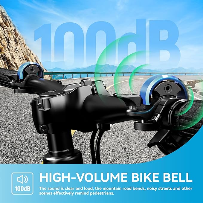 Greallthy Bike Bell, Aluminum Alloy Bicycle Bell with Clear Loud Sound, Bike Bells for Adults and Kids, Sturdy and Compact Bell Fits 0.75-1in(19-25.4mm) Handlebar for Mountain, Road Bikes.