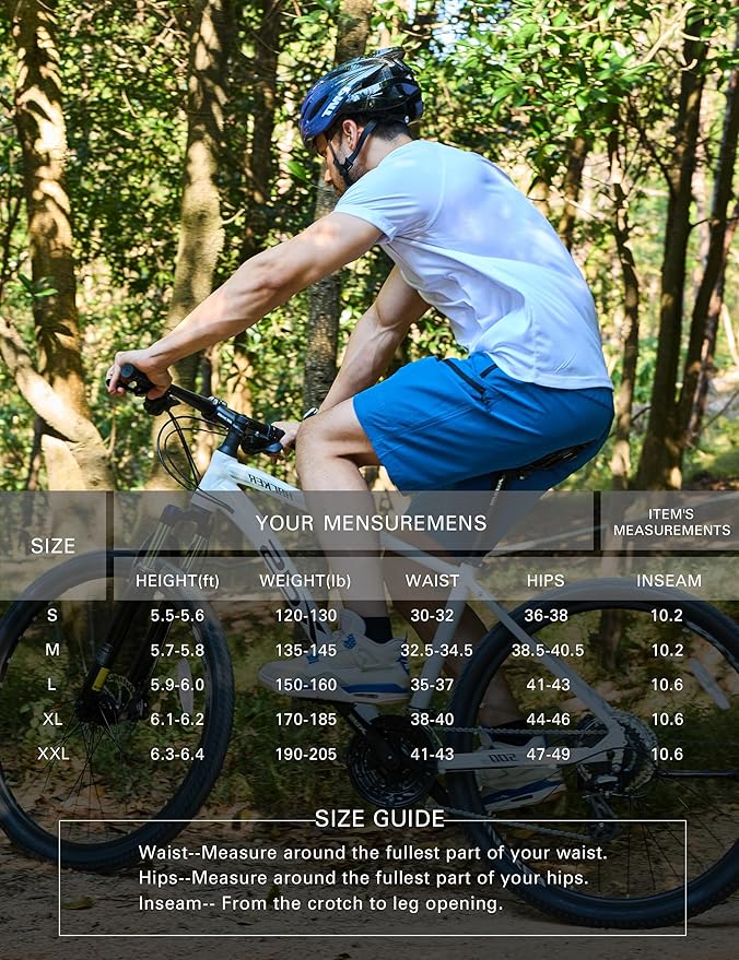 Men's Mountain Bike Shorts 3D Padded Baggy Bicycle Riding Cycling Shorts Quick Dry Lightweight Biking Shorts
