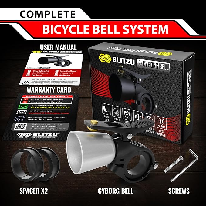 Bike Bell, Aluminum Alloy Classic Bicycle Bells for Adults Kids, 110 dB Loud Crisp Clear Ring Sound, Bike Horn Fit 22.2-31.8 mm Handlebar for Mountain Road Bike Scooter Ebike.